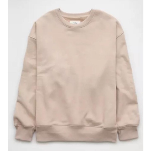 American Eagle Outfitters Tops - AE - Everyday Luxe Fleece Lined Tan Relaxed Crew Neck Sweatshirt - Large